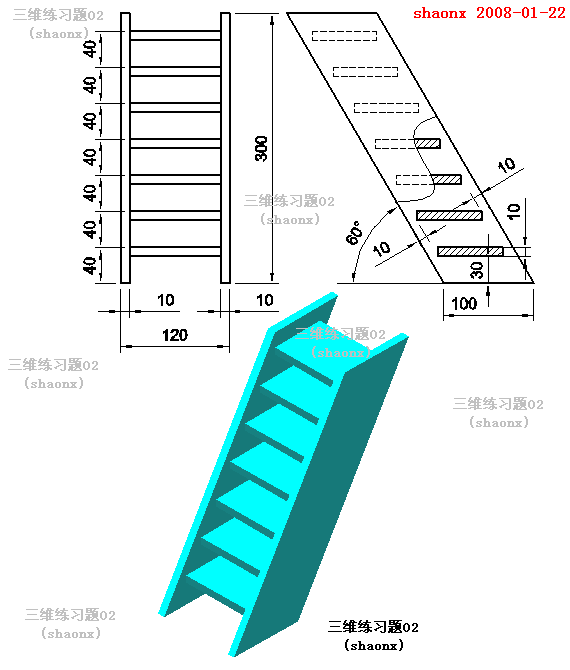 AutoCAD三维教程-拉升、复制、移动(图文教程),三维,二维,建模,习题,大家,第3张 AutoCAD三维教程-拉升、复制、移动(图文教程),AutoCAD三维教程-拉升、复制、移动,三维,二维,建模,习题,大家,第3张
