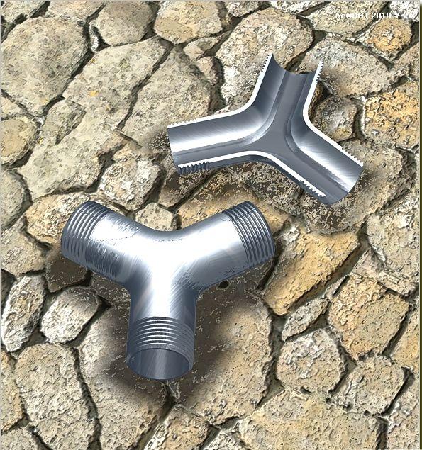 AutoCAD三维建模教程:三通管的制作过程(图文教程),圆角,差集,一圆,阵列,螺纹,第1张 AutoCAD三维建模教程:三通管的制作过程(图文教程),AutoCAD三维建模教程:三通管的制作过程_中国教程网,圆角,差集,一圆,阵列,螺纹,第1张