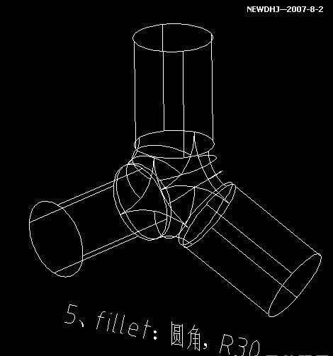 AutoCAD三维建模教程:三通管的制作过程(图文教程),圆角,差集,一圆,阵列,螺纹,第6张 AutoCAD三维建模教程:三通管的制作过程(图文教程),AutoCAD三维建模教程:三通管的制作过程_中国教程网,圆角,差集,一圆,阵列,螺纹,第6张