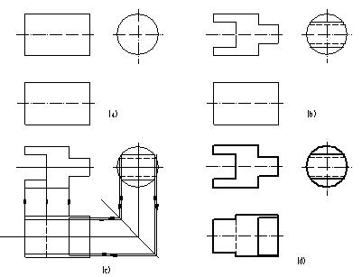 机械制图(四)立体的三视图(图文教程),投影,圆柱,轴线,圆锥,平面,第6张 机械制图(四)立体的三视图(图文教程),机械制图(四)立体的三视图,投影,圆柱,轴线,圆锥,平面,第6张