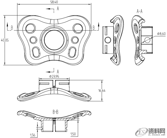 蝶形支架面壳注塑模设计,塑件,mso,加工,第2张