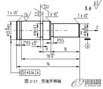 数控车床编程实例,详细讲解!实例一、如图2-16所示工件,毛坯为φ45㎜×120㎜棒材,材料为45钢,数控车削端面、外圆。实例二、如图2-17所示变速手柄轴,毛坯为φ25㎜×100㎜棒材,材料为45钢,完成数控车削。实例三、如图2-18所示工件,毛坯为φ25㎜×65㎜棒材,材料为45钢。实例四、如图2-20所示轧辊工件,毛坯为φ55㎜×18㎜盘料,φ12+0。05 ㎜内孔及倒角和左右两端面已加工过,材料为45钢。,工件,坐标系,加工,第2张 数控车床编程实例,详细讲解!实例一、如图2-16所示工件,毛坯为φ45㎜×120㎜棒材,材料为45钢,数控车削端面、外圆。实例二、如图2-17所示变速手柄轴,毛坯为φ25㎜×100㎜棒材,材料为45钢,完成数控车削。实例三、如图2-18所示工件,毛坯为φ25㎜×65㎜棒材,材料为45钢。实例四、如图2-20所示轧辊工件,毛坯为φ55㎜×18㎜盘料,φ12+0。05 ㎜内孔及倒角和左右两端面已加工过,材料为45钢。,工件,坐标系,加工,第2张