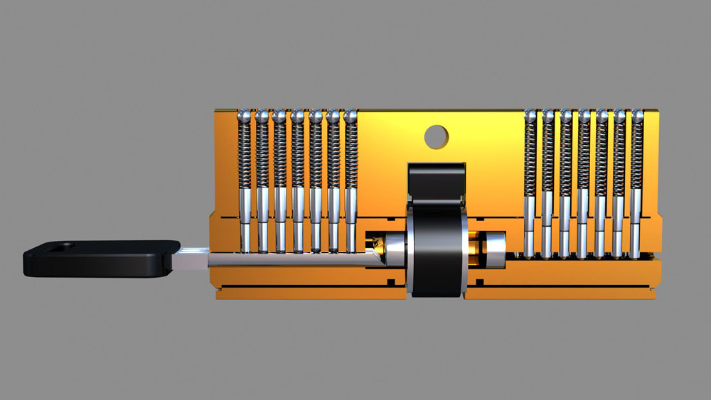 半圆双排珠咔吧锁内部结构3D图解(图文教程),结构,第13张 半圆双排珠咔吧锁内部结构3D图解(图文教程),半圆双排珠咔吧锁内部结构3D图解,结构,第13张
