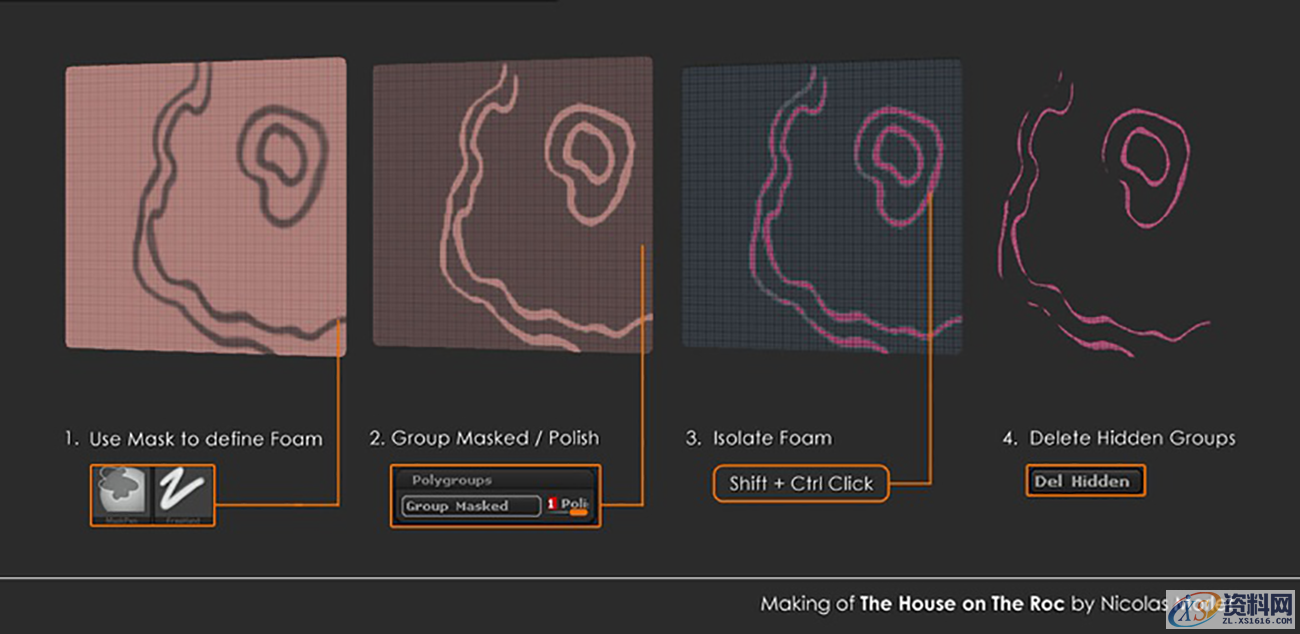 zbrush场景如何建造？一个平平无奇的小房子，技巧如此之多开始步骤一：创建基础网格步骤二：在zbrush中雕刻细节步骤三：制作泡沫步骤四：雕刻鱼步骤五：合成步骤六：纹理和着色步骤七：灯光和BPR通行证步骤八：Photoshop合成,设计,产品,选择,第4张